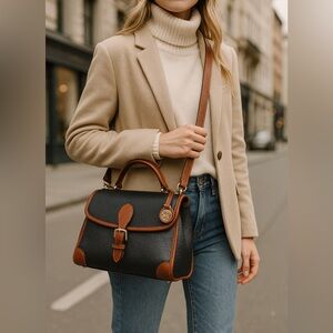 Dooney & Bourke Leather Large Carpet Bag Crossbody